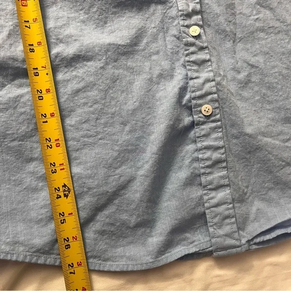 Men's Linen Look Casual Shirt Italian Design Blue Large - Picture 8 of 9